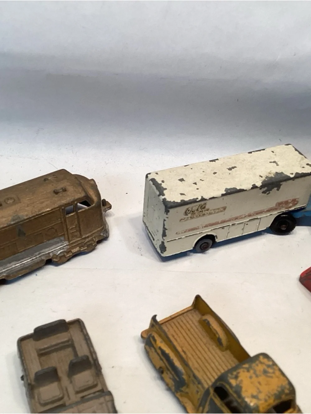 8 Tootsie Toy Lesney Matchbox Lot Pick Up Fire Truck Sedan Jeep Ice Cream Truck
